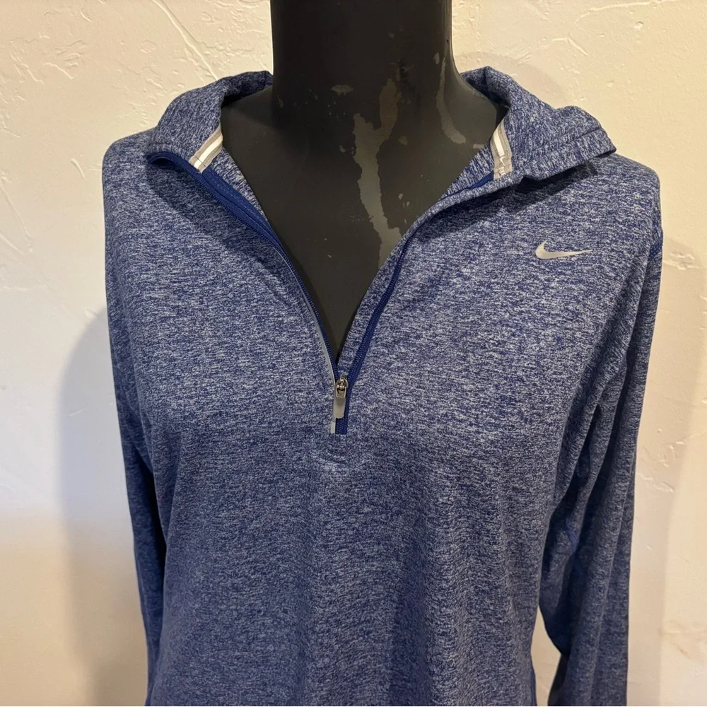 Nike Heathered Navy Blue Quarter-Zip Performance Pullover size Large